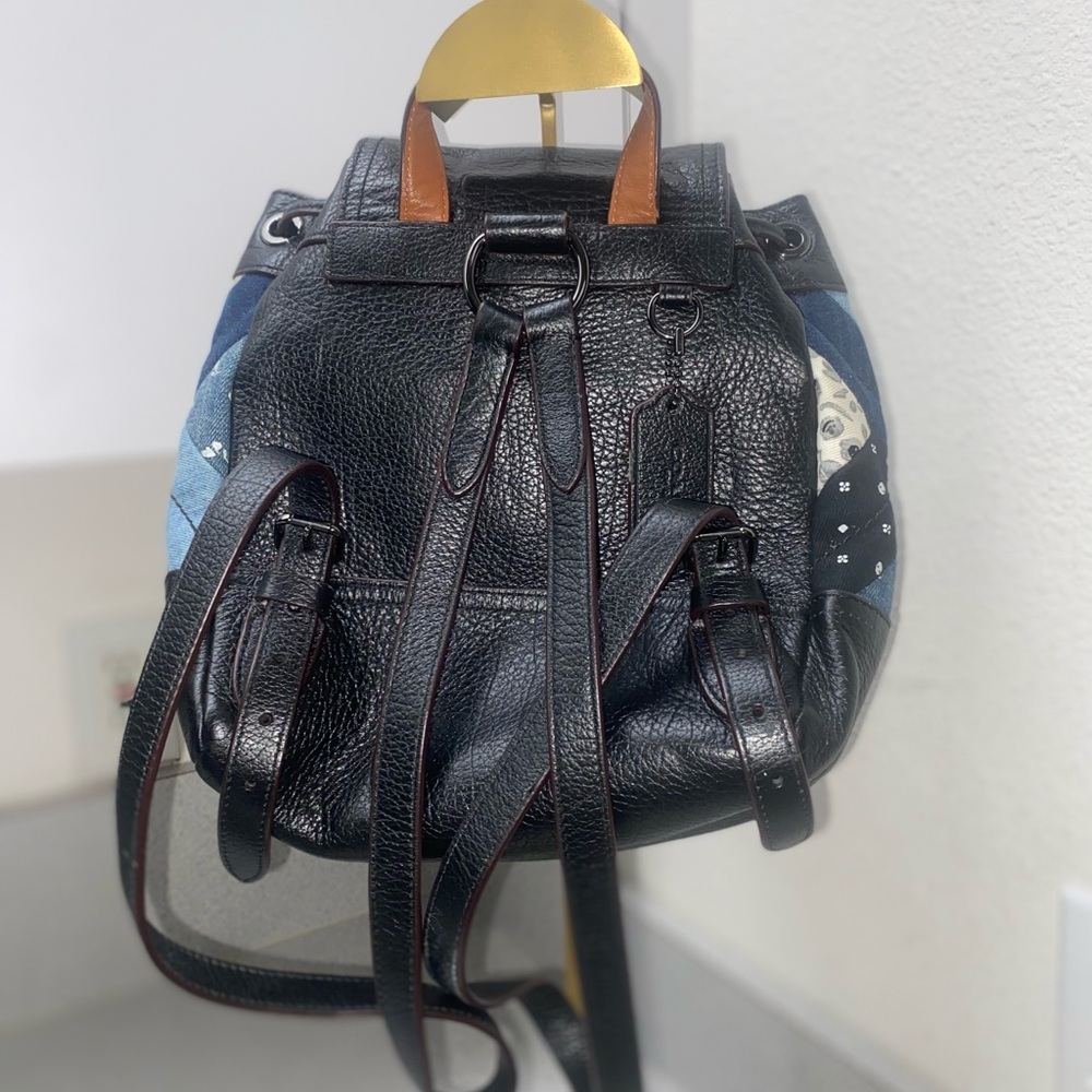 Coach Canyon Denim Patchwork Backpack Euc - image 4